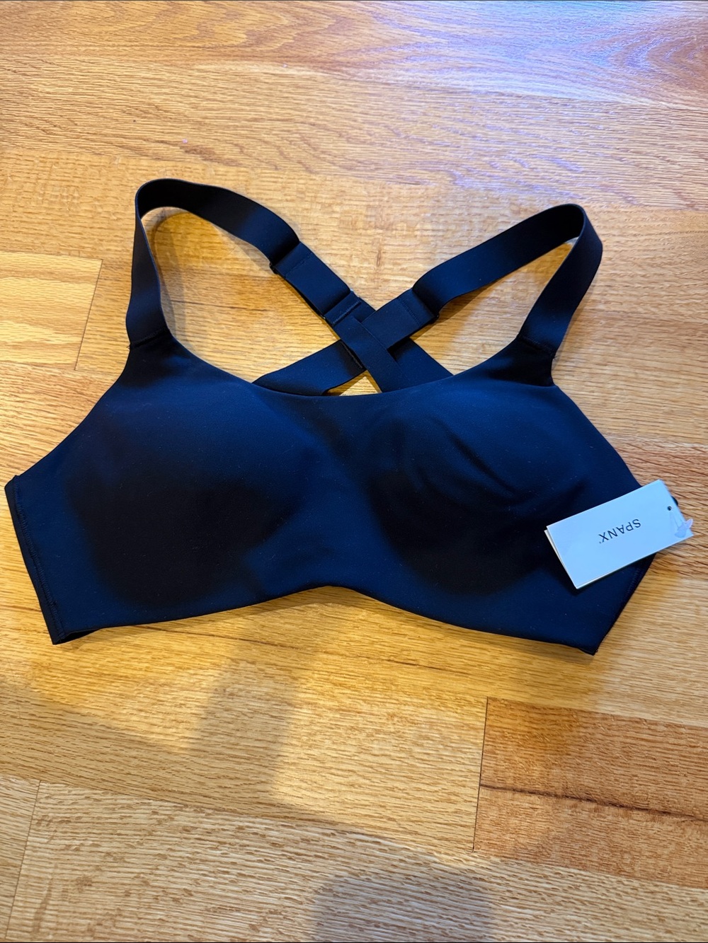 SPANX Black Seamless Crossback Sports Bra